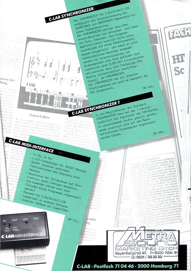 C-Lab Commodore Brochure, Scoretrack and Supertrack - Scan by deep!sonic 22.04.2007