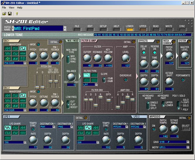 Roland SH-201 Editor v.1.10 Standalone by deep!sonic 28.06.2009