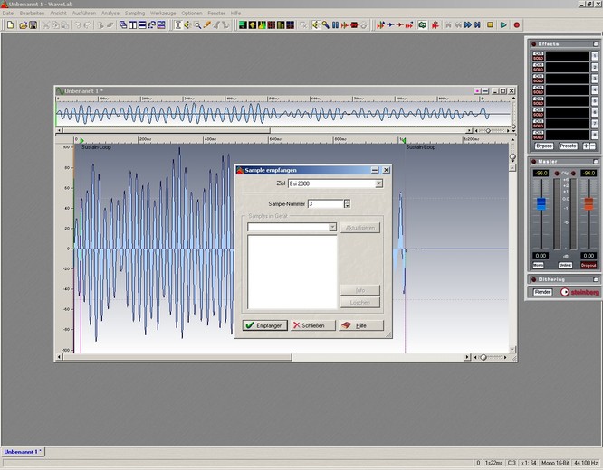 Screenshot about Sample Transfer in Steinberg Wavelab v.5.x by deep!sonic 12.2006